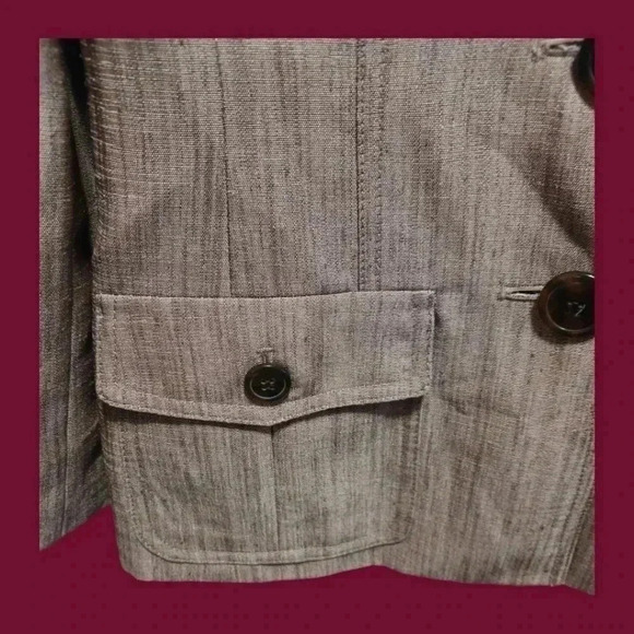 Kasper sheen blazer tan & brown blazer style safari size 2P - Picture 7 of 12